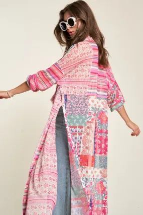 Mesh Print Mix Matched Button Front Cover Up *Online Only*