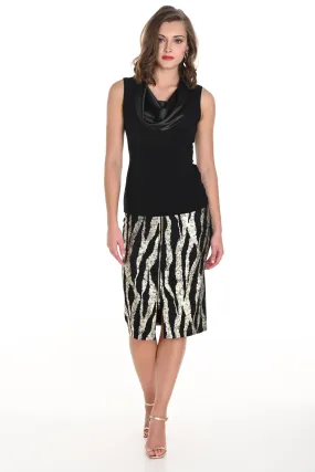 METALLIC ANIMAL FRONT ZIP SKIRT