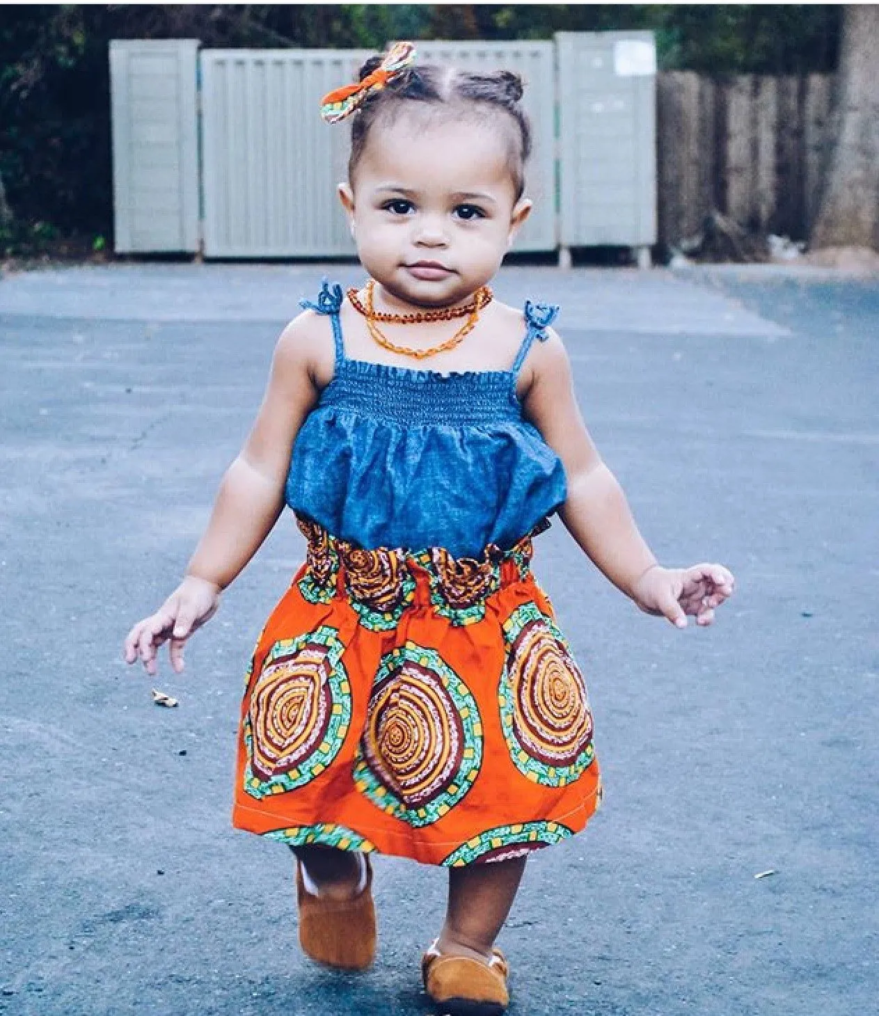 Orange African Skirt Set