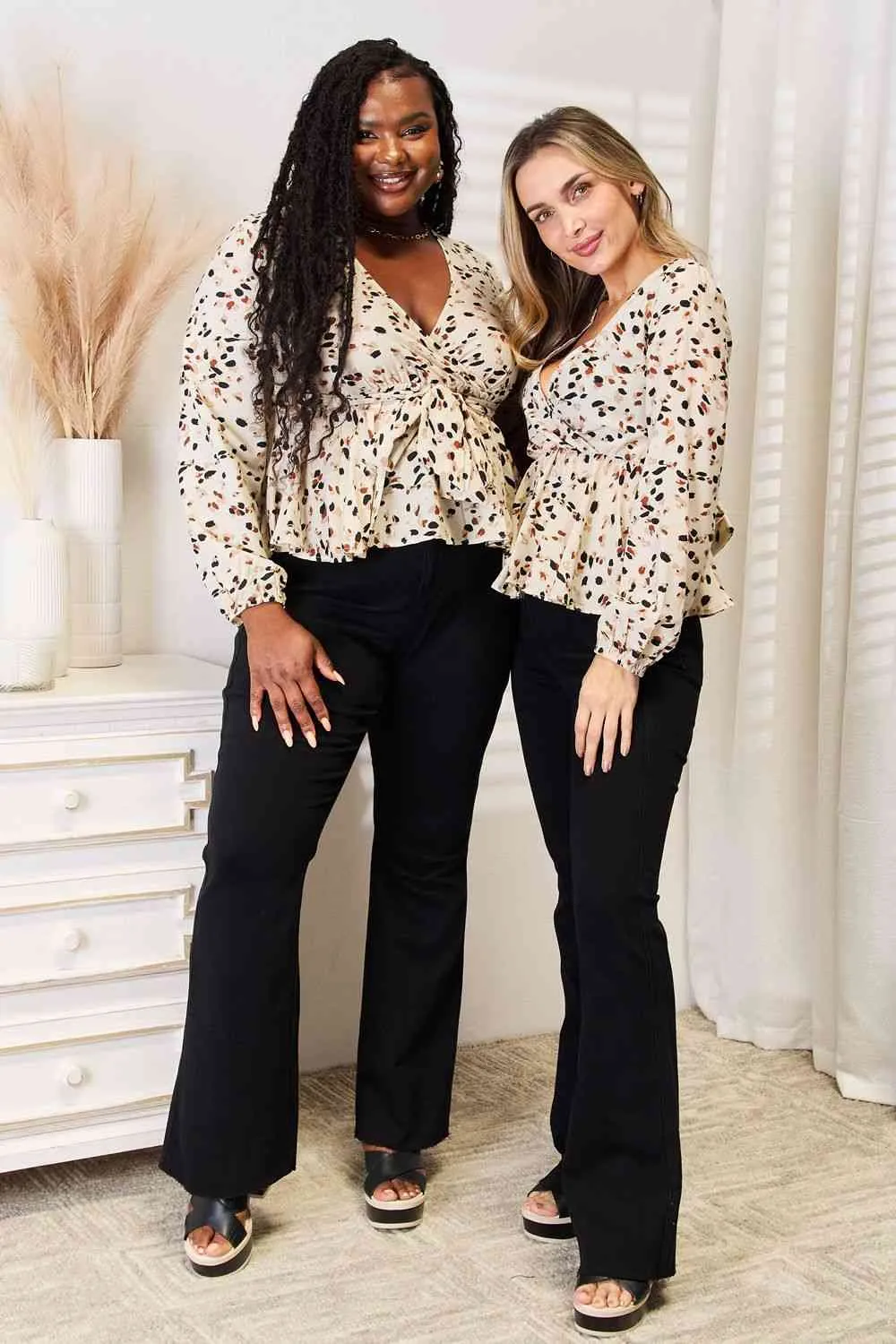 Plunge Peplum Blouse