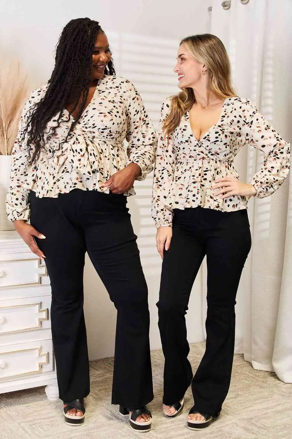 Plunge Peplum Blouse
