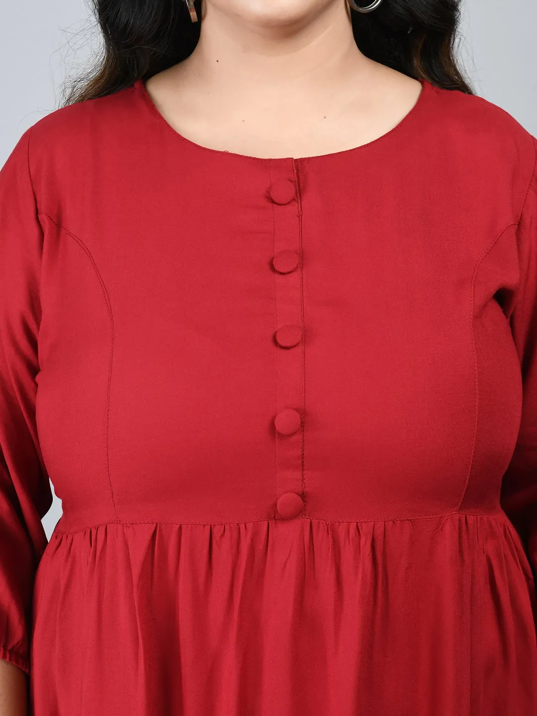 Plus Size Plus Size Maroon Midi Dress