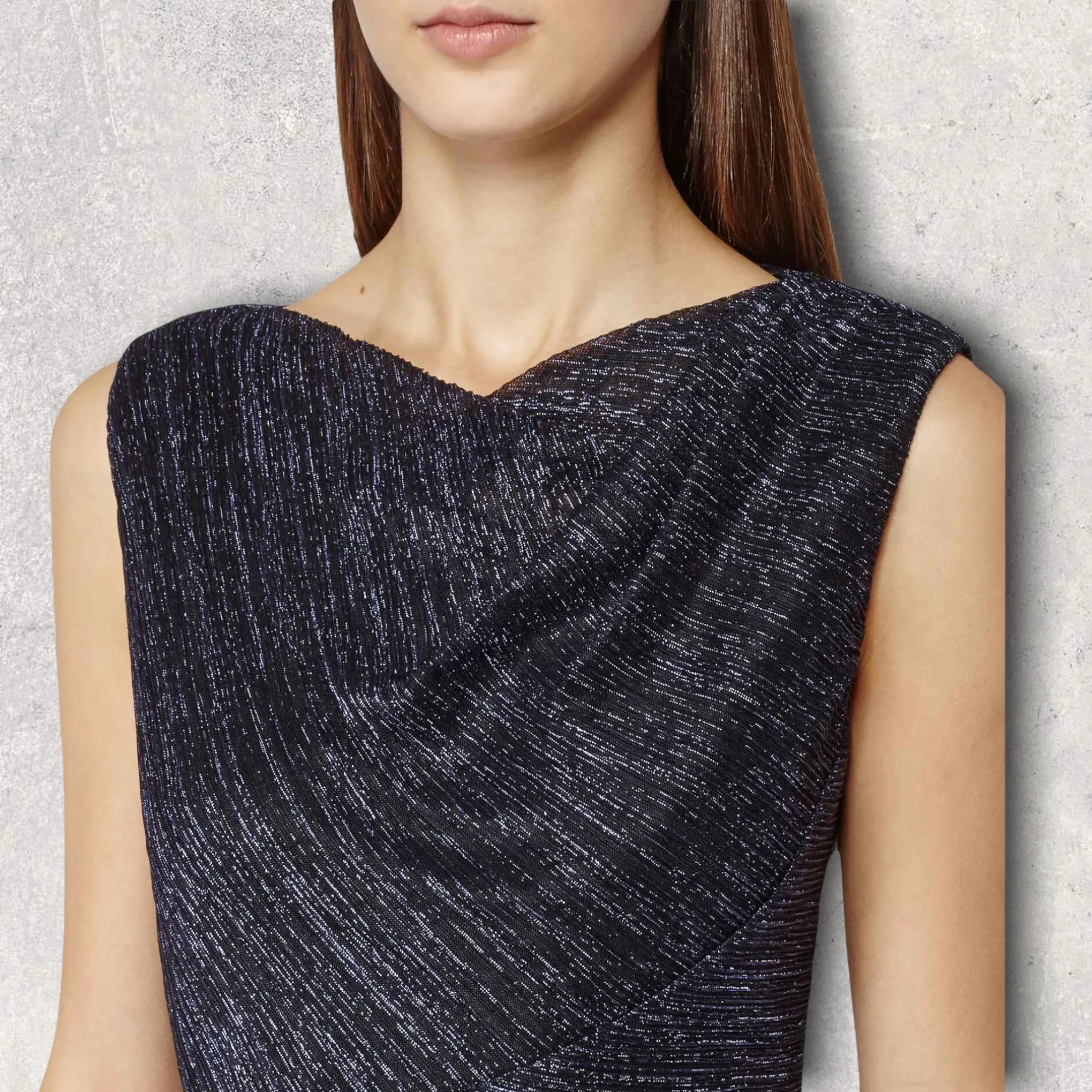 Reiss Alexei Navy Sparkly Lurex Sleeveless Bodycon Dress UK 12 US 8 EU 40  RRP £245