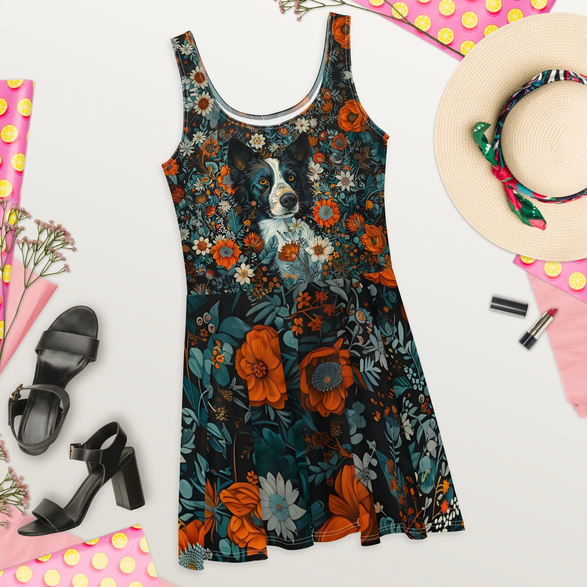 Rose Paws Skater Dress