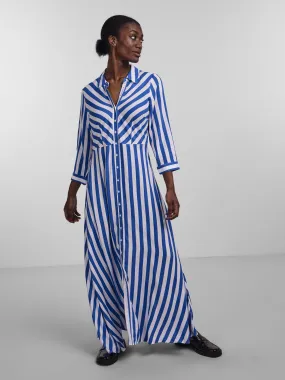 Savanna Long Shirt Dress - Blue & White