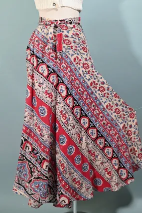 SOLD Vintage Cotton Gauze Batik Block Print Wrap Skirt, Thailand O/S