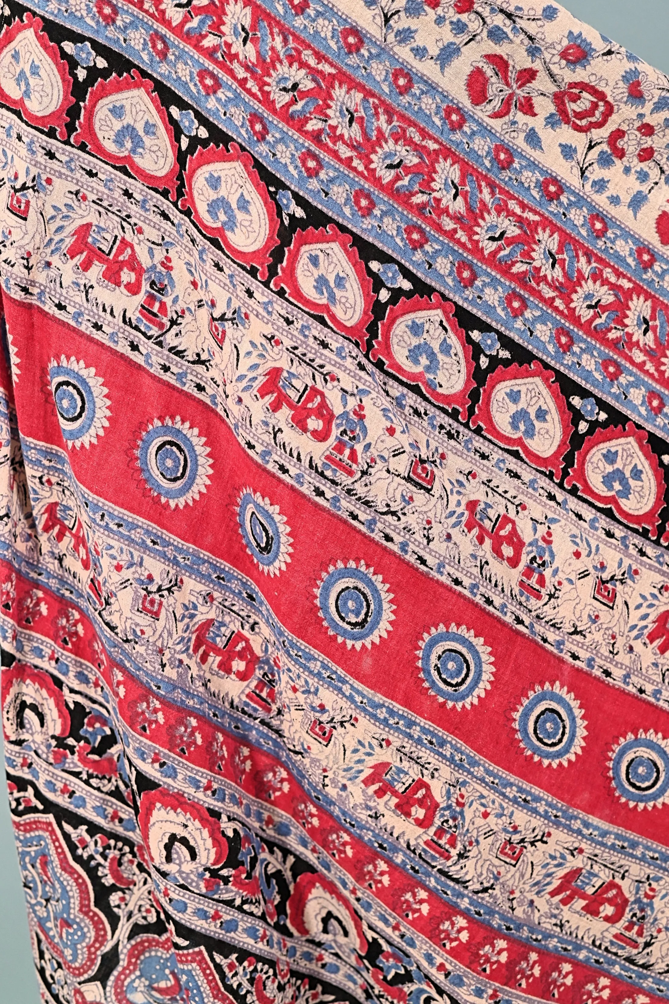 SOLD Vintage Cotton Gauze Batik Block Print Wrap Skirt, Thailand O/S