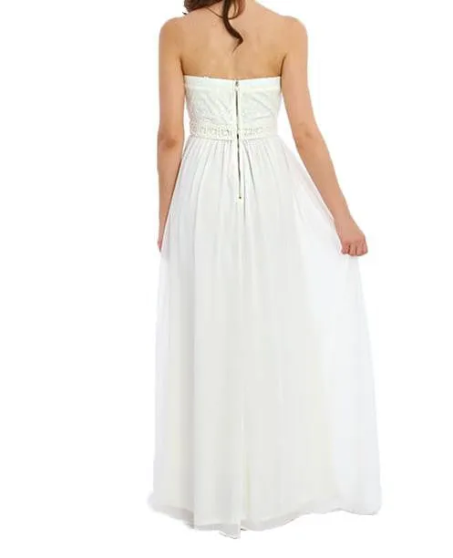 Stringless Lace Waist Trim Long Dress