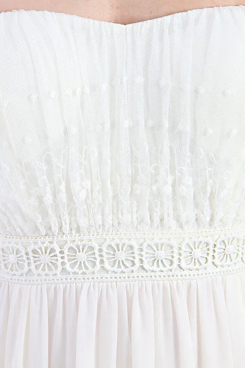 Stringless Lace Waist Trim Long Dress