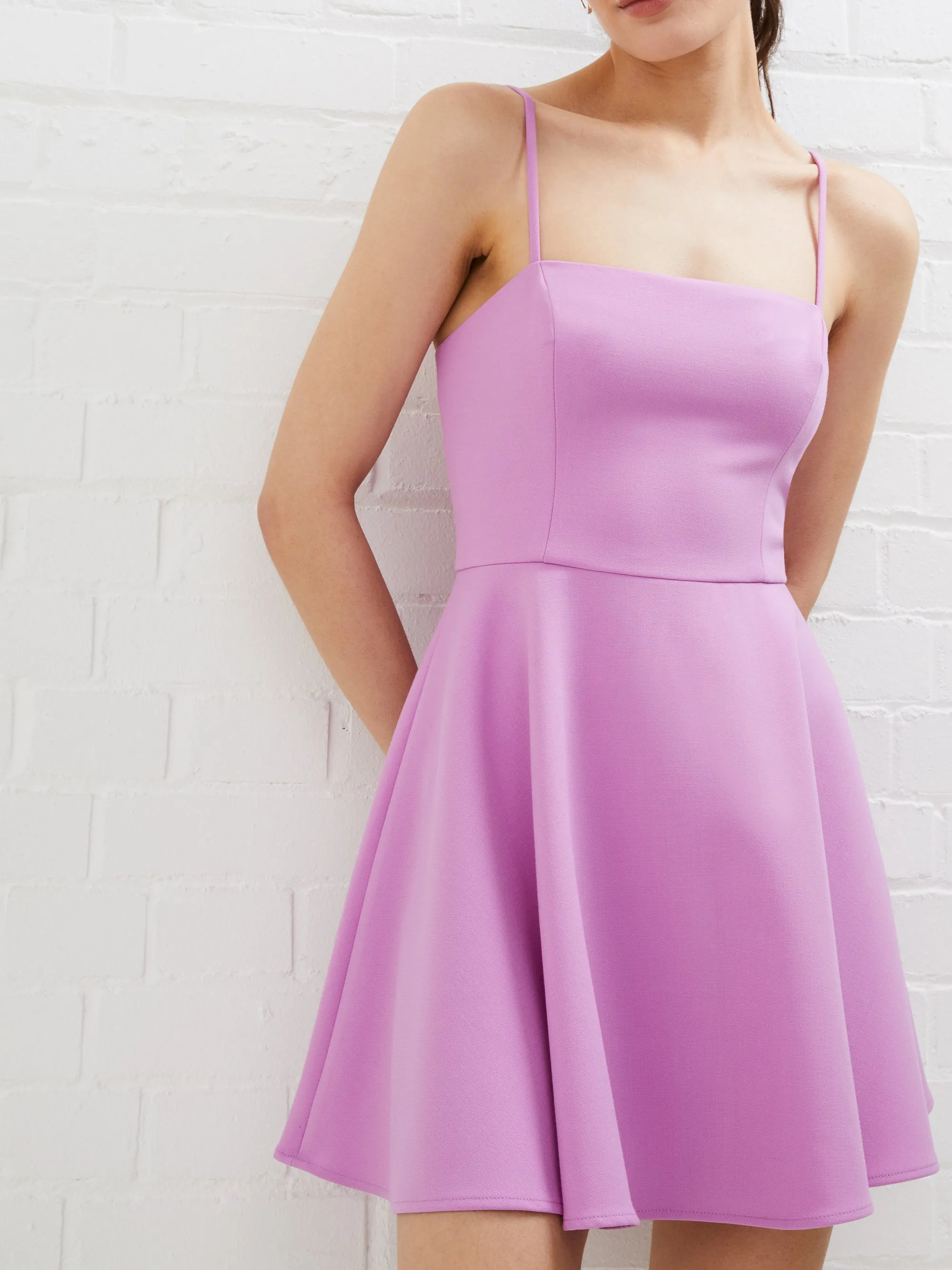 Whisper Straight Neck Fit & Flare Dress