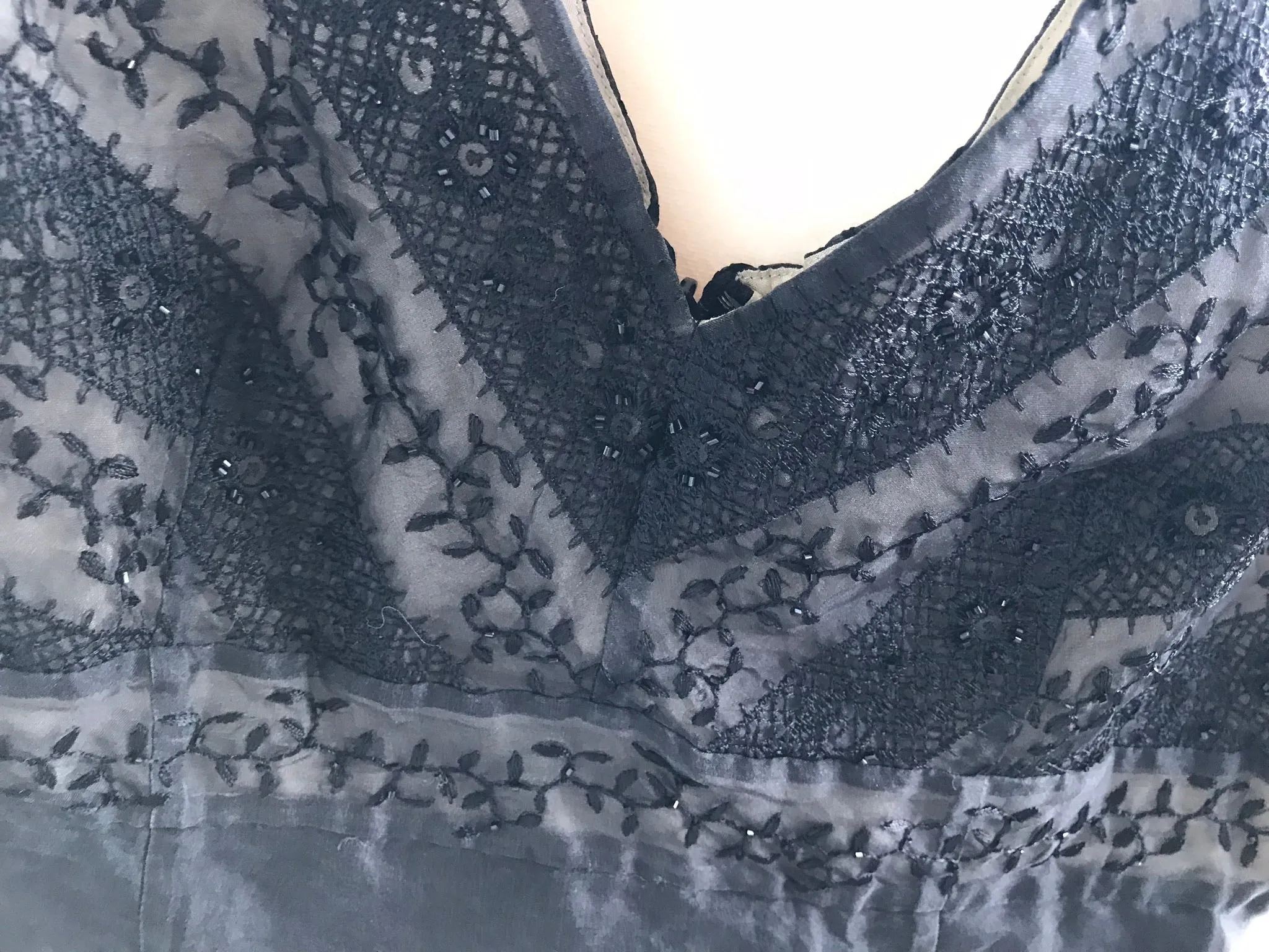 Womens Sz 0P Petites ANN TAYLOR Black Silk Dress Sheer Cocktail Party Lined