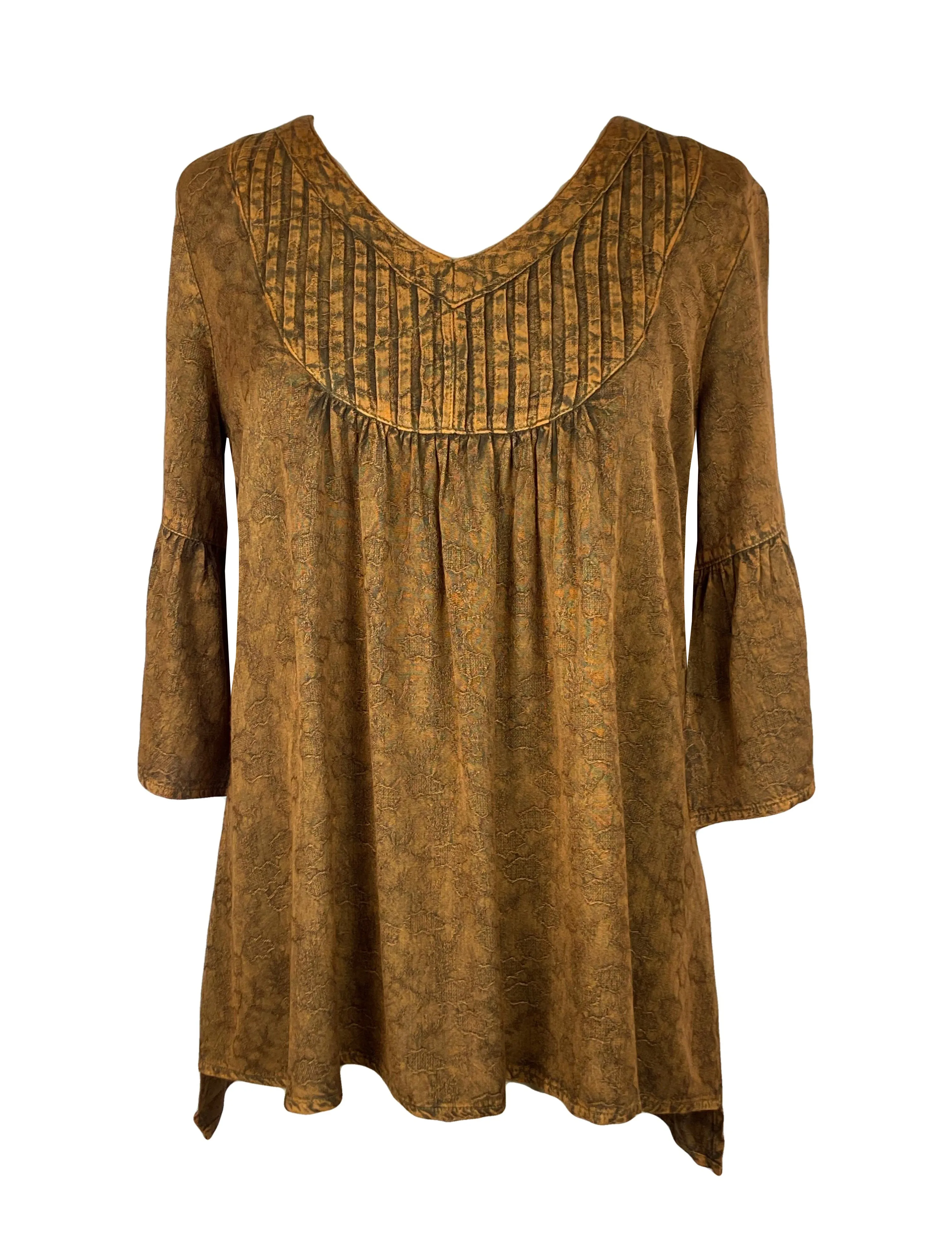 Women's Vintage Medieval V Neck Striped Relax Bell Sleeve Top Blouse Tunic ~ 609 B