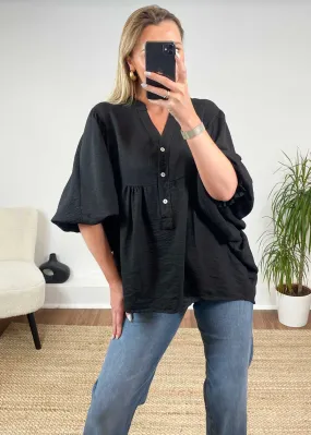 Zita Tunic Shirt in Black